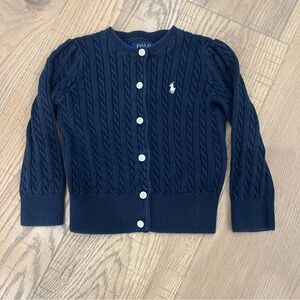 Ralph Lauren | Toddler Girl Navy Cable-Knit Cardigan